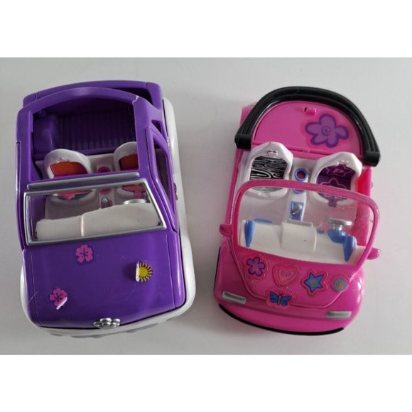 Polly Pocket Cars Convertible Jeep Pair Of 2 Purple Pink 2000 2001 Y2K - Picture 4 of 6